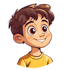 Obraz premium A happy boy with brown hair isolated transparent background