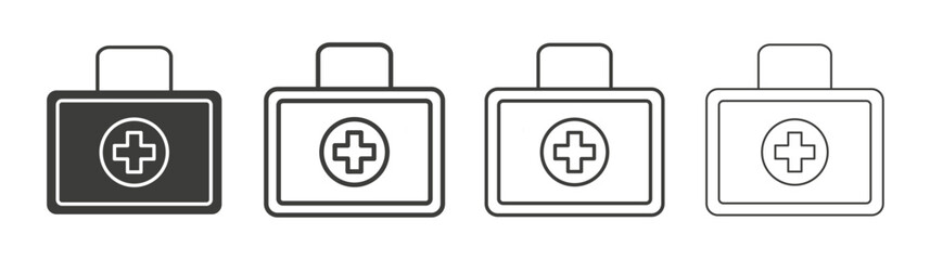 First aid box icon flat and linear vector illustration on white background.