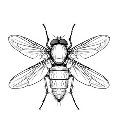 housefly outline with visible compound eyes