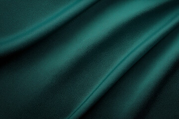 Fototapeta premium Dark Teal Green Satin Fabric Texture Background with Smooth and Shiny Folds, Abstract Backdrop Featuring Delicate Satin Material, Luxurious and Elegant Look. Generative Ai
