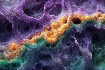 Unique geological formation with vibrant colors and intricate patterns showcasing mineral deposits...