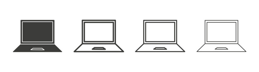 Laptop icon flat and linear vector illustration on white background.
