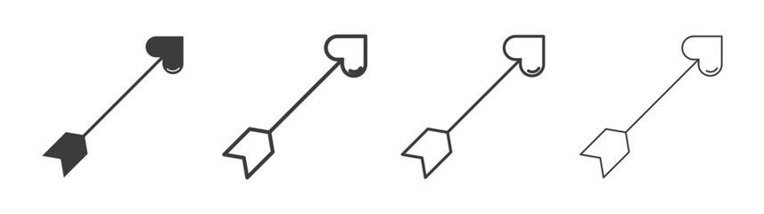 Love arrow icon flat and linear vector illustration on white background.