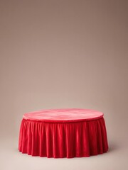 empty red podium for product presentation on brown background