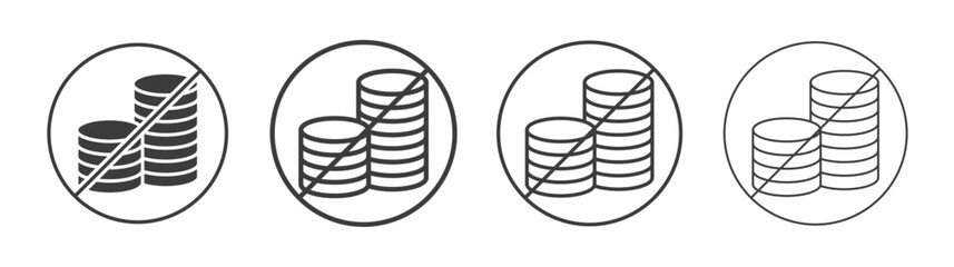 No cash signs flat and linear vector illustration on white background.