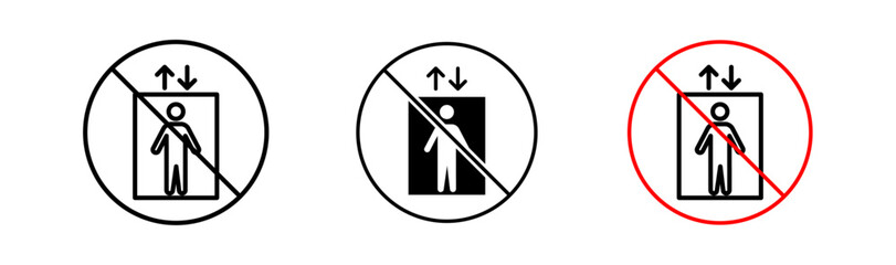No elevator signs flat and linear vector illustration on white background.