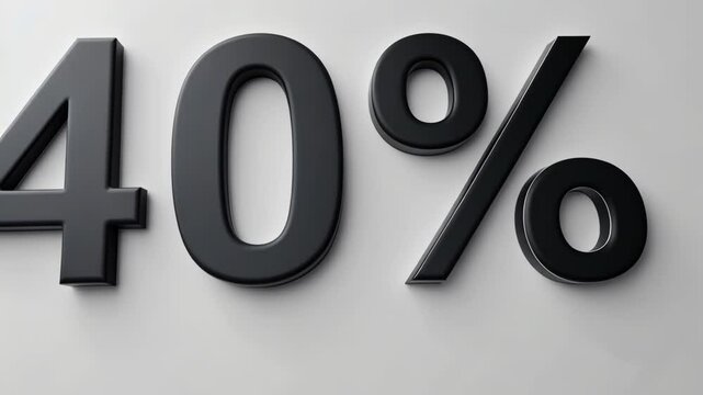 Forty percent. Percentage Symbol Emphasizes Significant Proportions in Finance and Statistics in Modern Design