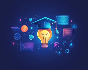 Online learning and elearning graduate certificate program with lightbulb