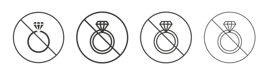 No jewelry signs flat and linear vector illustration on white background.