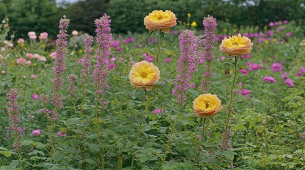 of caspia intertwined with roses, highlighting the subtle elegance and delicate blooms. | Caspia 