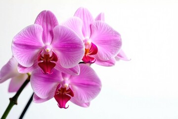 Cluster of vibrant pink orchids against stark white backdrop , decoration, flower arrangement