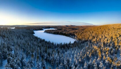 Cold and snowy winter. Sappada Dolomites from above.