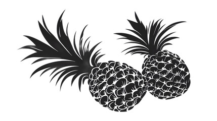 Obraz premium Black and White Graphic of Two Stylized Pineapples Side by Side