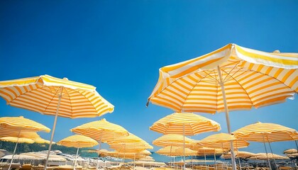 View of the equipped beach in Viareggio Italy Europe