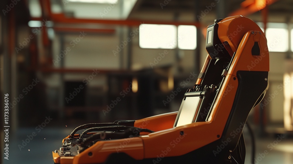 Aufkleber close-up of an automated robot for industrial welding tasks