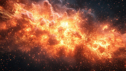 Fototapeta premium explosion, black background, blast, fiery, dynamic, fireball, detonation, impact, destruction, energy, burst, smoke, flames, powerful, dramatic, intense, glowing, light, debris, shockwave, combustion,