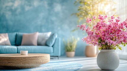Home decor inspiration floral arrangement in modern living room