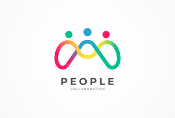 People logo design, Community human Logo with gradient color, people logo design template design, vector illustration