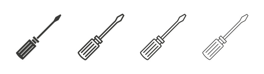 Screwdriver icon flat and linear vector illustration on white background.