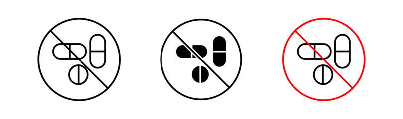 Stop using illegal drugs signs flat and linear vector illustration on white background.