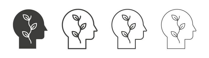 Think green icon flat and linear vector illustration on white background.