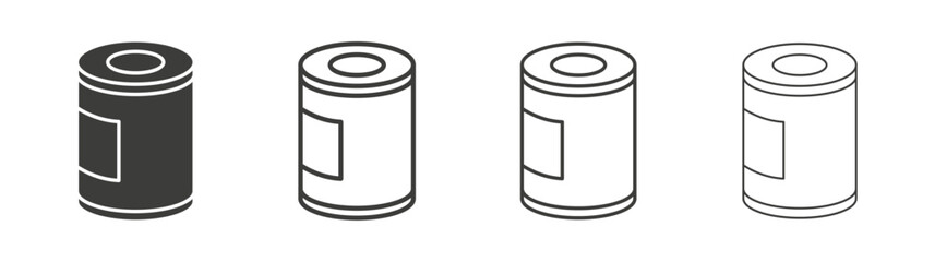 Tin can icon flat and linear vector illustration on white background.