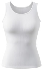Simple white tank top with ribbed texture isolated on transparent background.