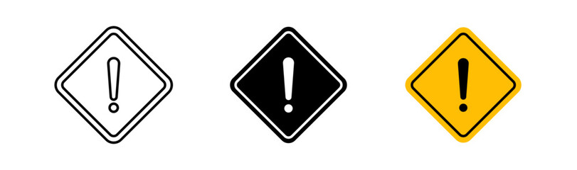 Warning signs flat and linear vector illustration on white background. with exclamation point
