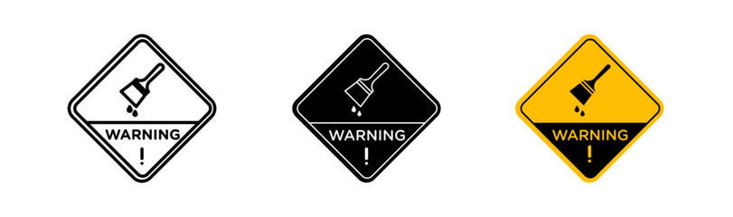Wet paint signs flat and linear vector illustration on white background.