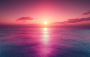 Naklejka premium Pink sunset over calm ocean. (8)