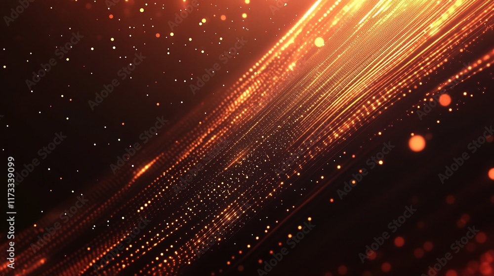 Poster abstract technology background with glowing lines and particles