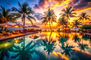 Fototapeta premium Luxurious Summer Vacation: Tropical Paradise Long Exposure Photography