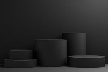 Abstract Dark Black Geometric Cylindrical Display Stand