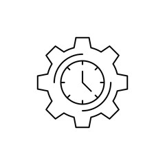Gear and Clock Combination Outline Icon to show time.