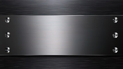 Obraz premium Smooth Black Metal Plate on a Textured Stainless Steel Background