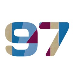 number 97 on colorful paper
