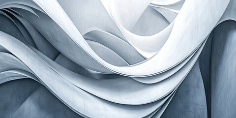 Fototapeta premium Abstract architectural design featuring flowing curves and minimalist style in soft blue tones, showcasing modern creativity.