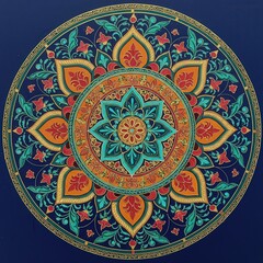 Mandala pattern art abstract flower in colorful background illustration