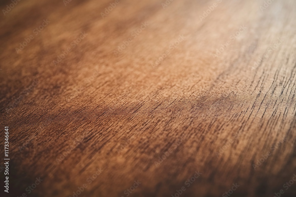 Aufkleber close-up of a rich, dark brown wooden surface with a subtle grain pattern and soft lighting.