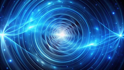 Gravitational waves radiating blue glowing energy in a futuristic abstract background, radiation, vortex