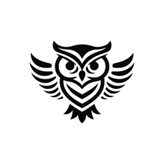 Stylish Black and White Owl Graphic Design. Owl silhouette icon vector art design