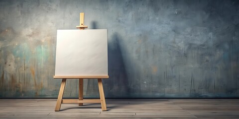 A blank canvas stretched across an easel sits empty and waiting for paintbrushes to bring it to life with vibrant colors and textures , blank canvas, artwork