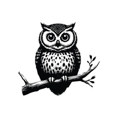 Owl silhouette icon  design vector art sitting on a branch
