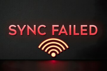 Sync failed text with Wi-Fi icon. Network error issue
