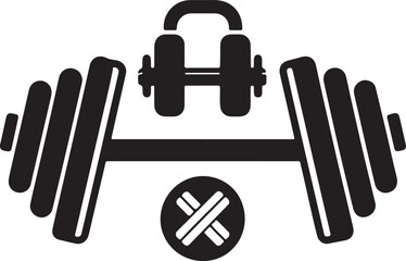 Gym icon and logo silhouette vector design. with gym elements illustration on a white background.