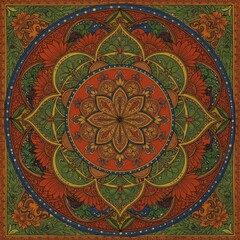 Mandala pattern art abstract flower in colorful background illustration