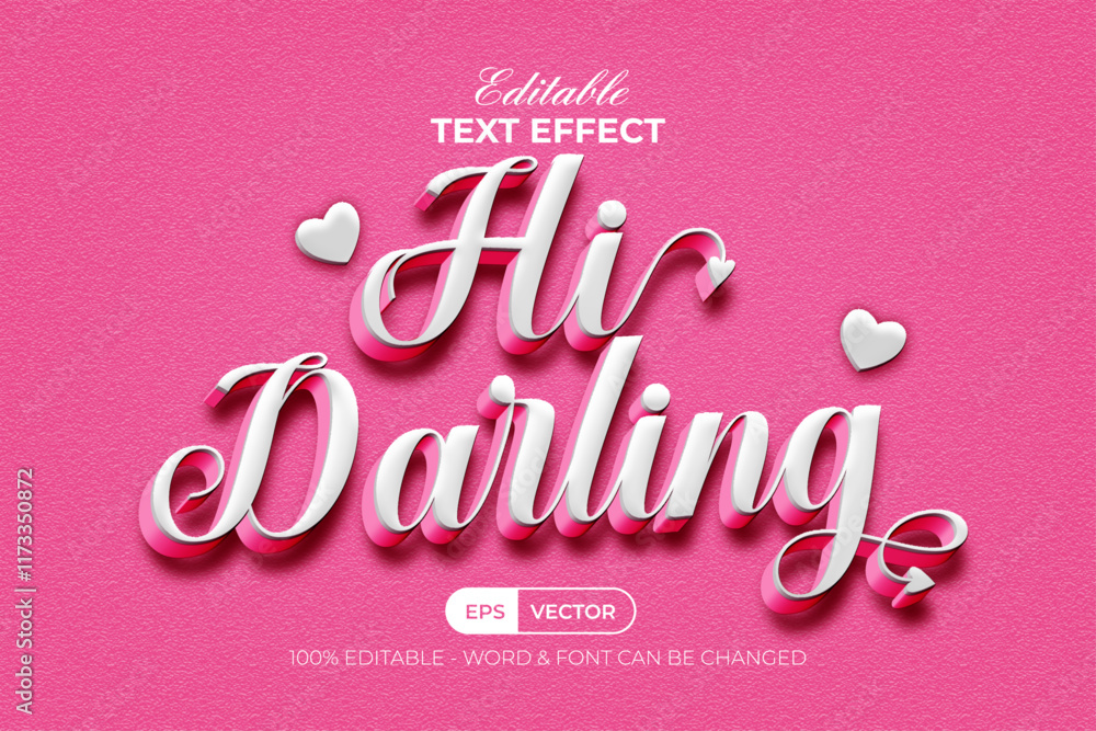 Poster pink 3d text effect valentines style theme. editable text effect.