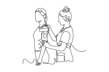 Patient Dynamic concept. Single line draw design vector graphic illustration.