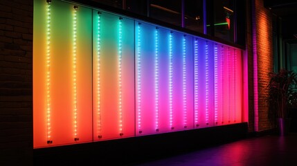 Vibrant LED lights creating a stunning color gradient display, ideal for home decor and event lighting