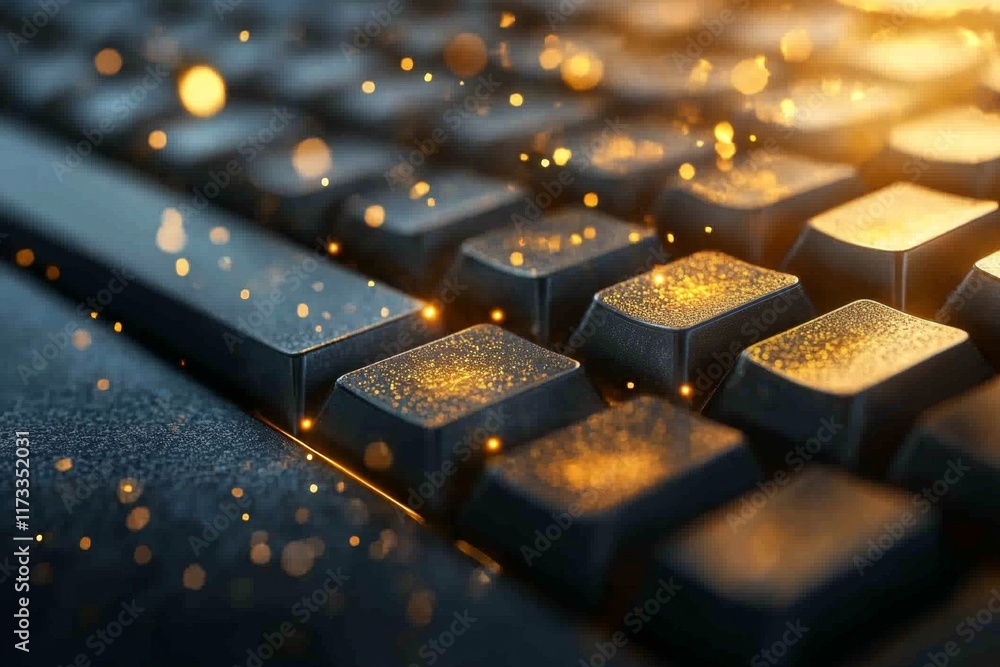 Aufkleber a keyboard with fingerprints and light scratches, showing signs of daily use